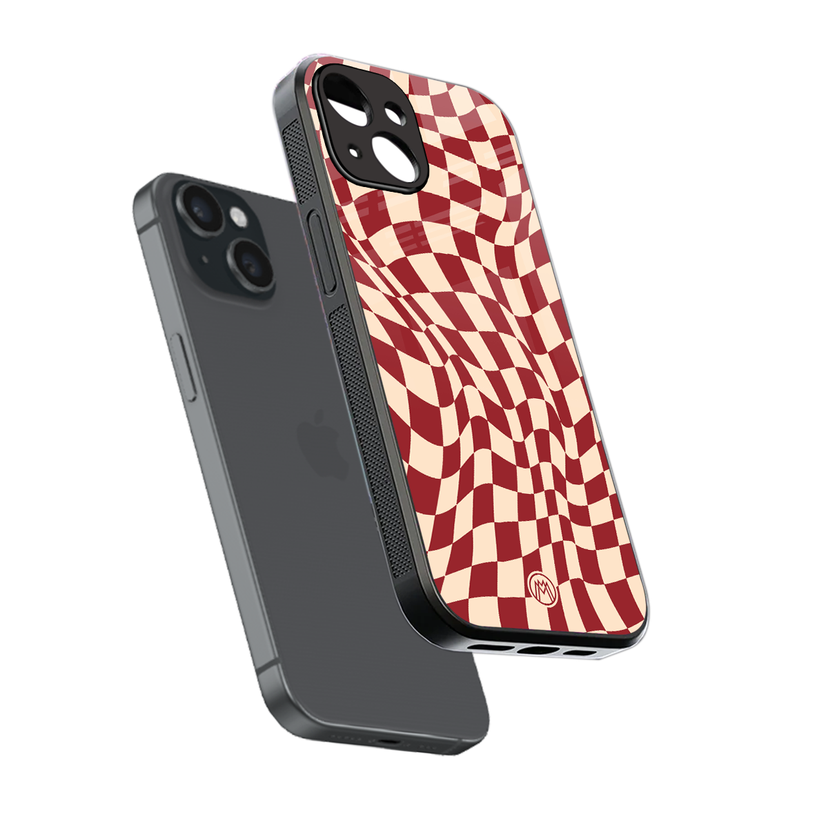 groovy red cream pattern back phone cover | glass case for iphone 13 mini