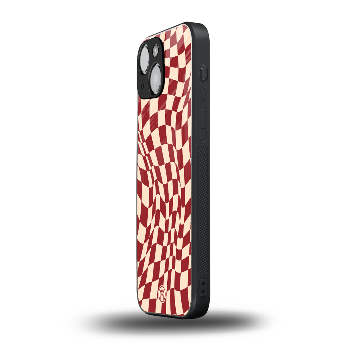 groovy red cream pattern back phone cover | glass case for iphone 13 mini