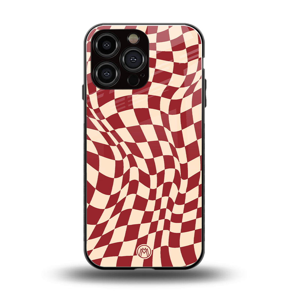 groovy red cream pattern back phone cover | glass case for iphone 16 pro max