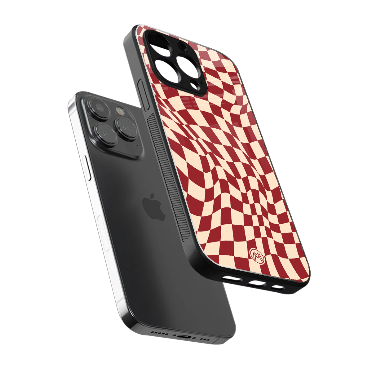 groovy red cream pattern back phone cover | glass case for iphone 16 pro max