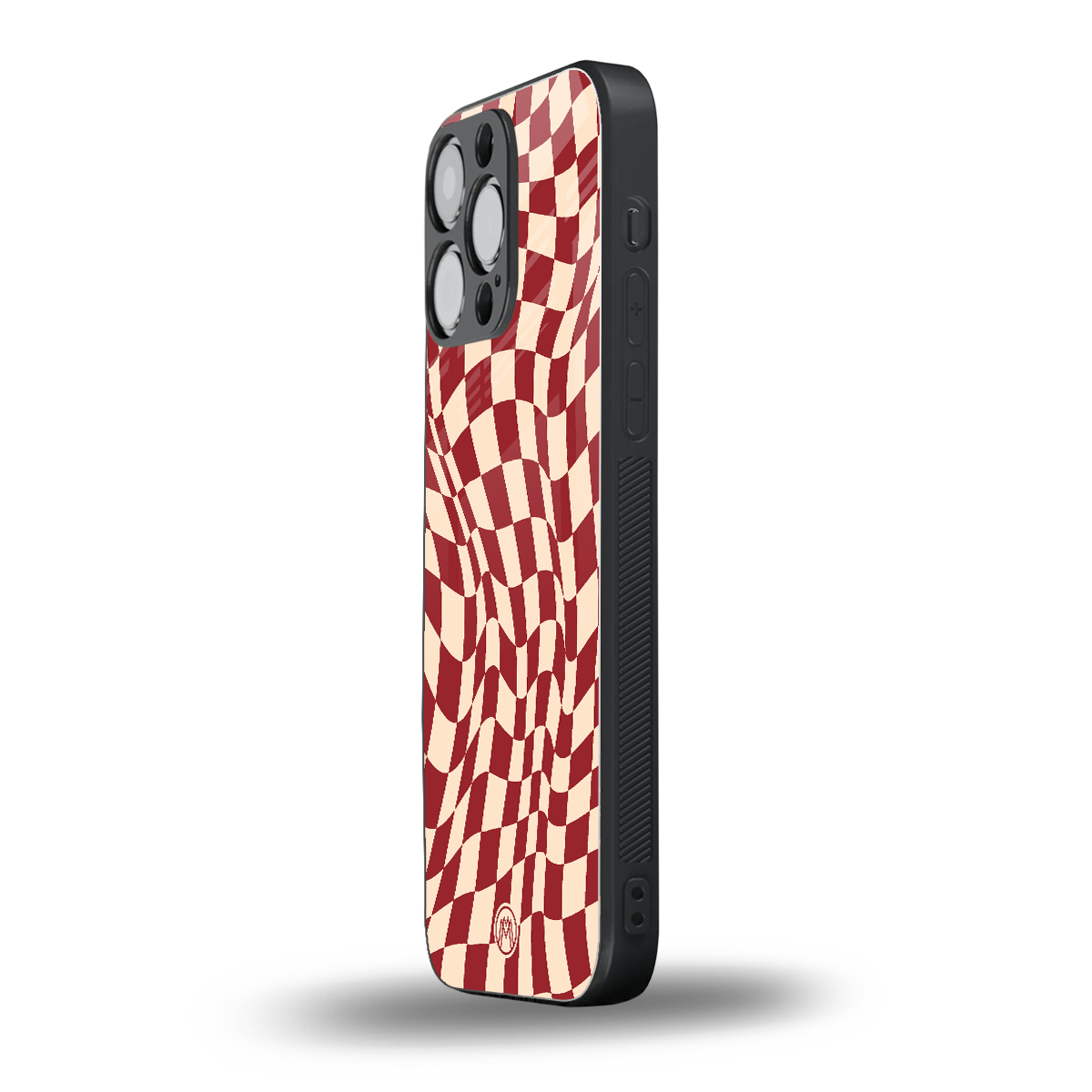 groovy red cream pattern back phone cover | glass case for iphone 16 pro max