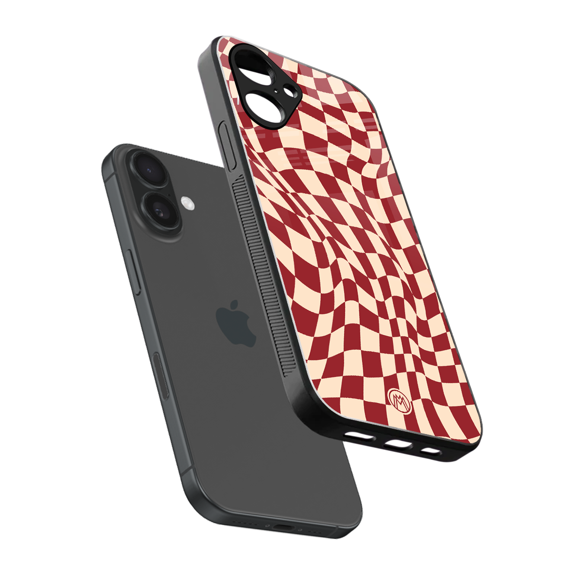 groovy red cream pattern back phone cover | glass case for iphone 16