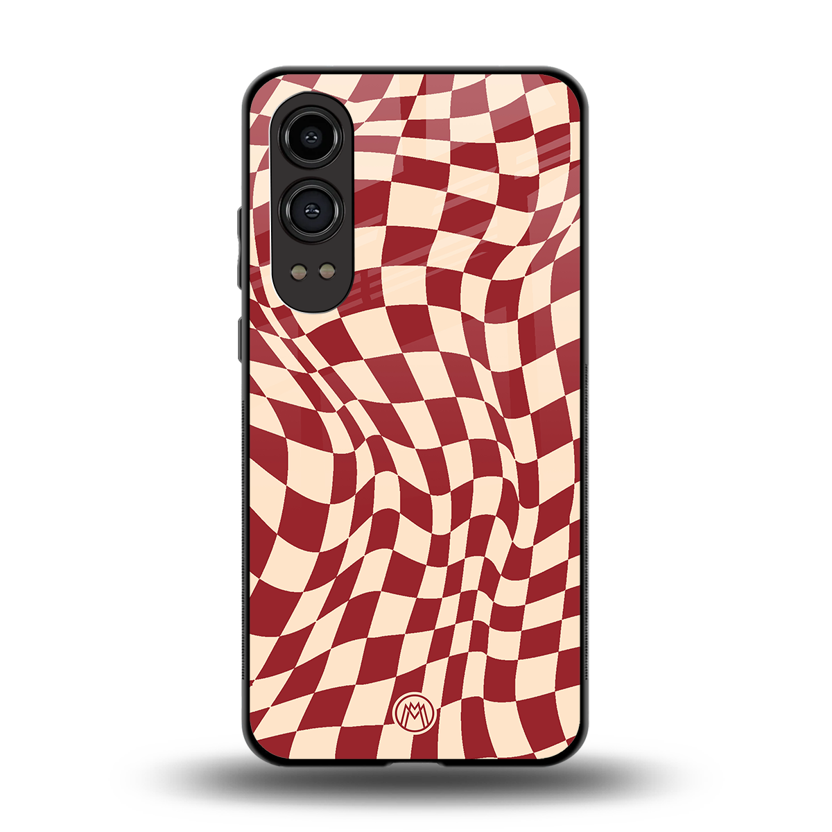 groovy red cream pattern back phone cover | glass case for oneplus nord ce 4 lite