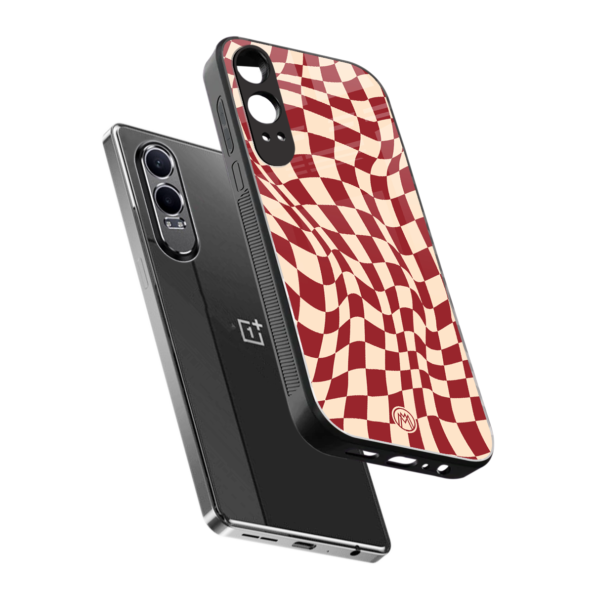groovy red cream pattern back phone cover | glass case for oneplus nord ce 4 lite