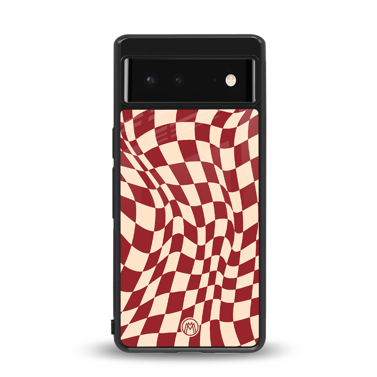 groovy red cream pattern back phone cover | glass case for google pixel 6