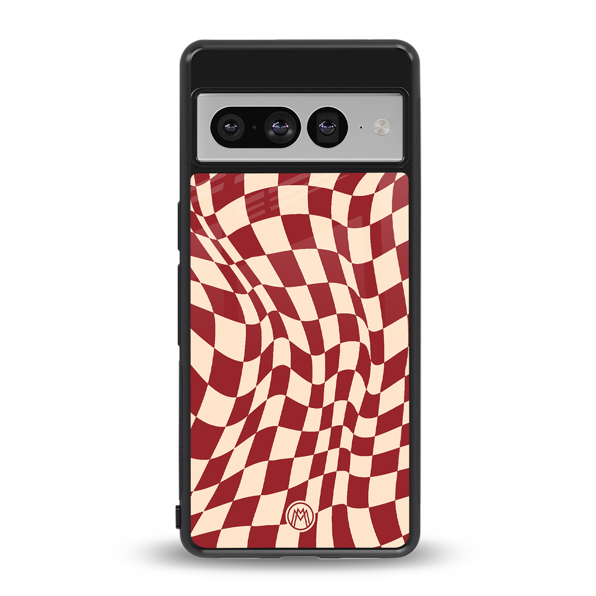 groovy red cream pattern back phone cover | glass case for google pixel 7 pro