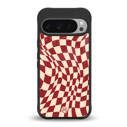 groovy red cream pattern back phone cover | glass case for google pixel 9 pro