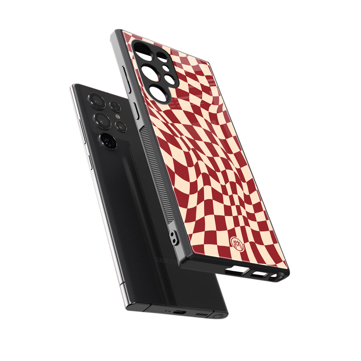 groovy red cream pattern back phone cover | glass case for samsung galaxy s24 ultra