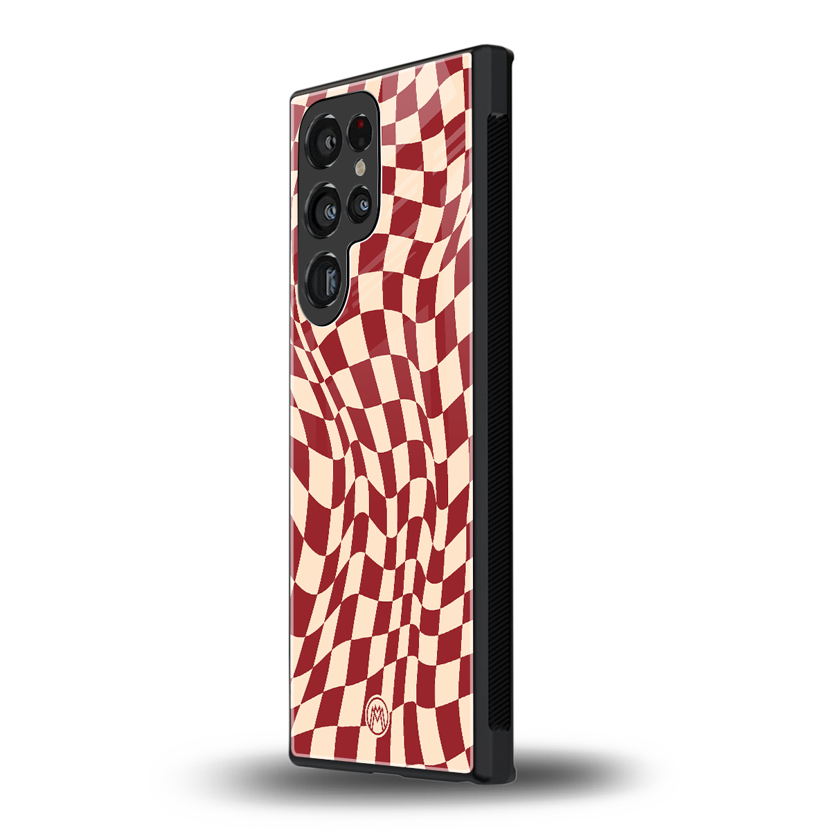 groovy red cream pattern back phone cover | glass case for samsung galaxy s24 ultra