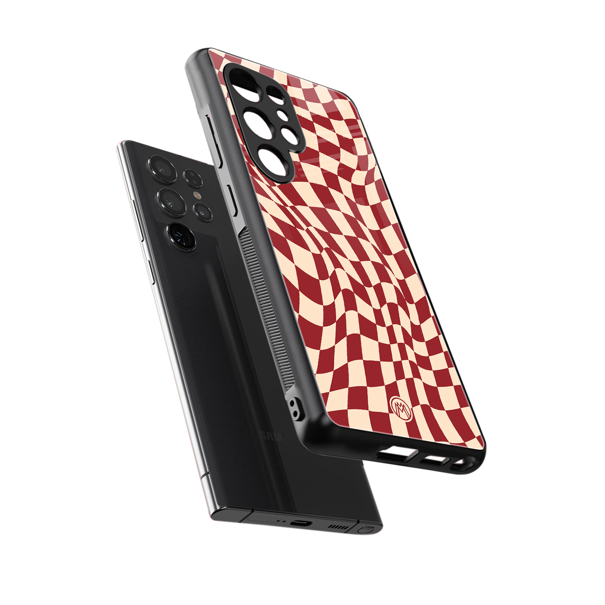 groovy red cream pattern back phone cover | glass case for samsung galaxy s25 ultra