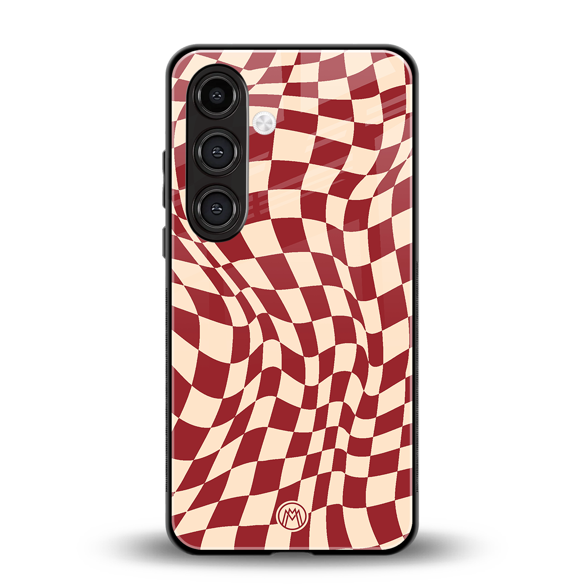 groovy red cream pattern back phone cover | glass case for samsung galaxy s24 fe