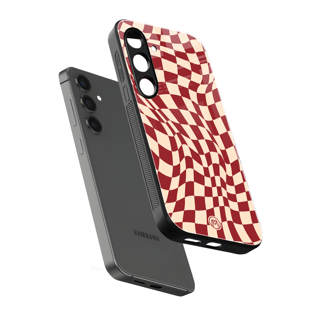 groovy red cream pattern back phone cover | glass case for samsung galaxy s24 fe