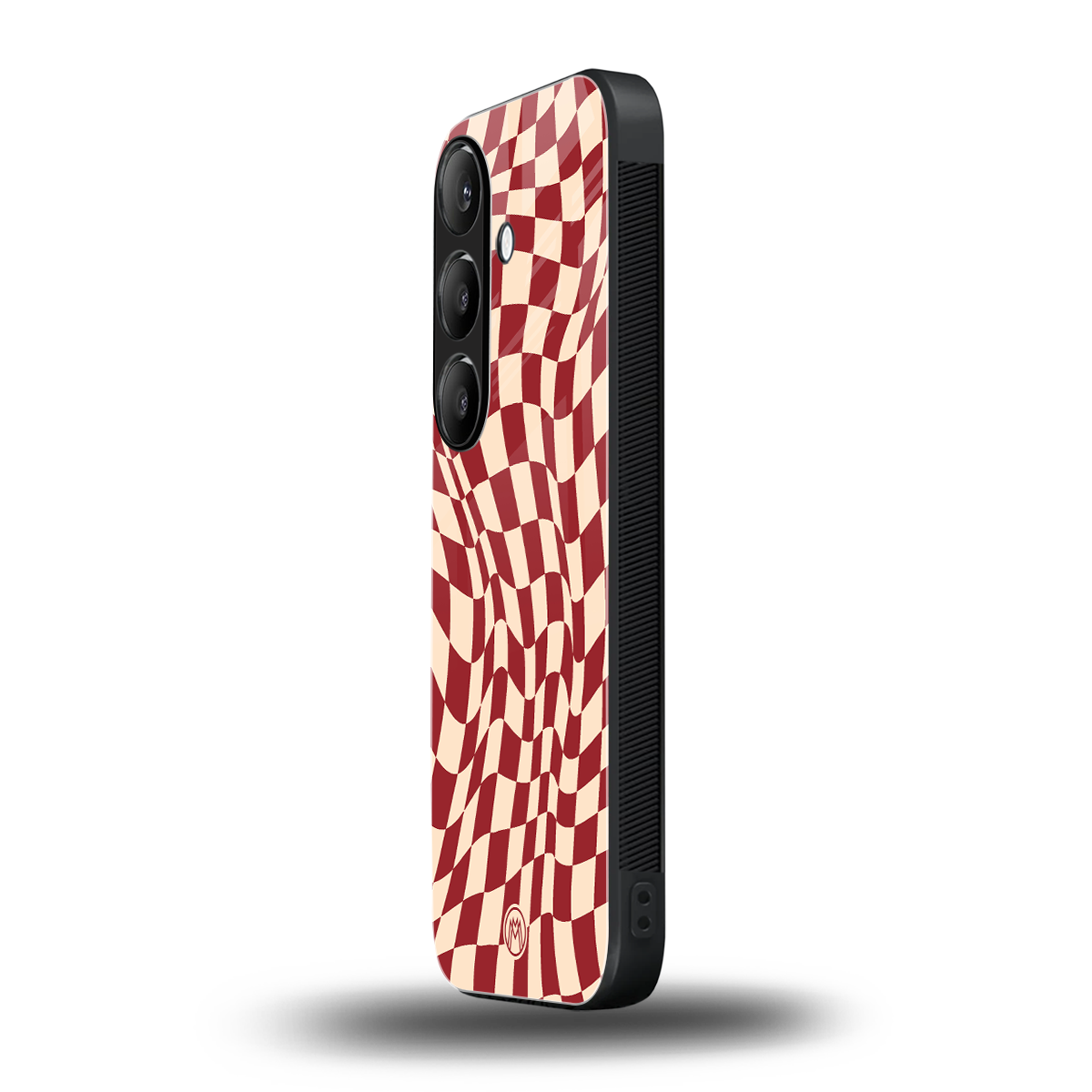 groovy red cream pattern back phone cover | glass case for samsung galaxy s24 fe