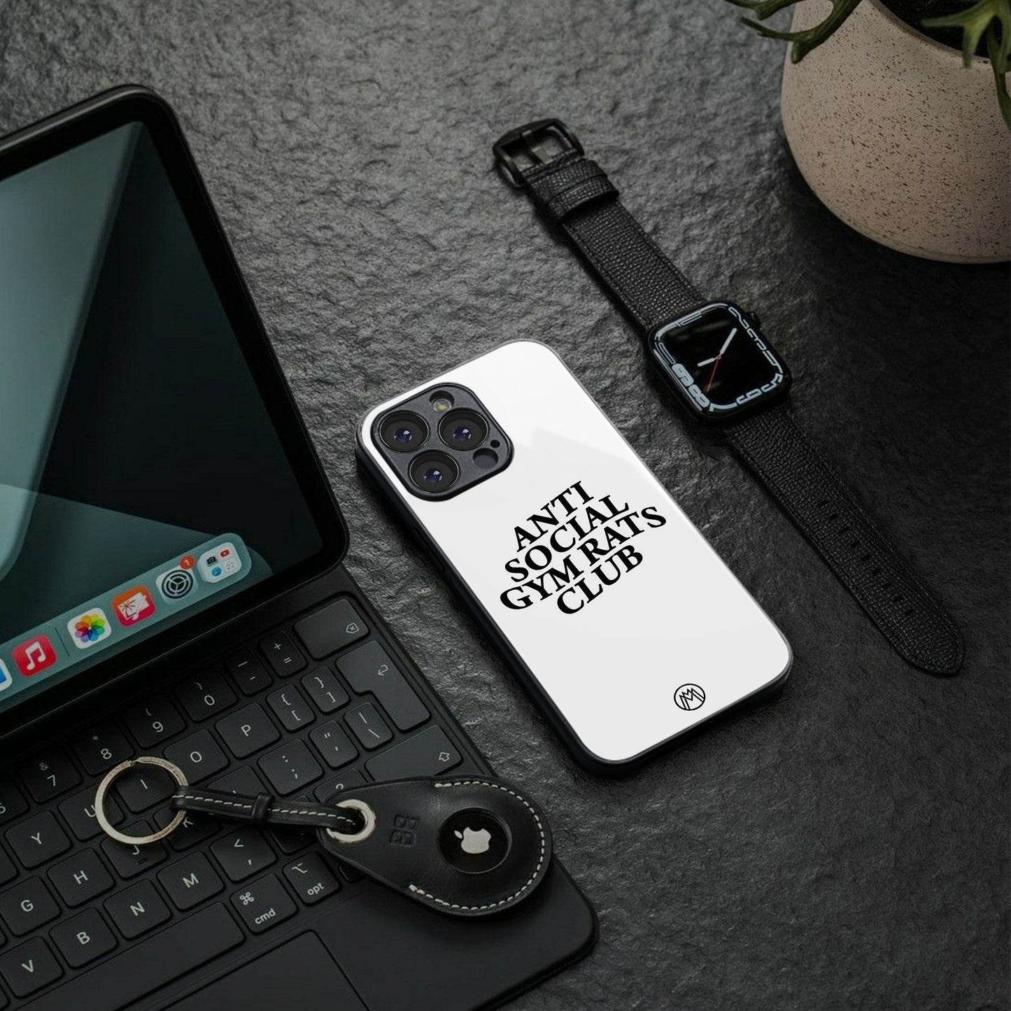 gym rats club back phone cover | glass case for iphone 15 plus