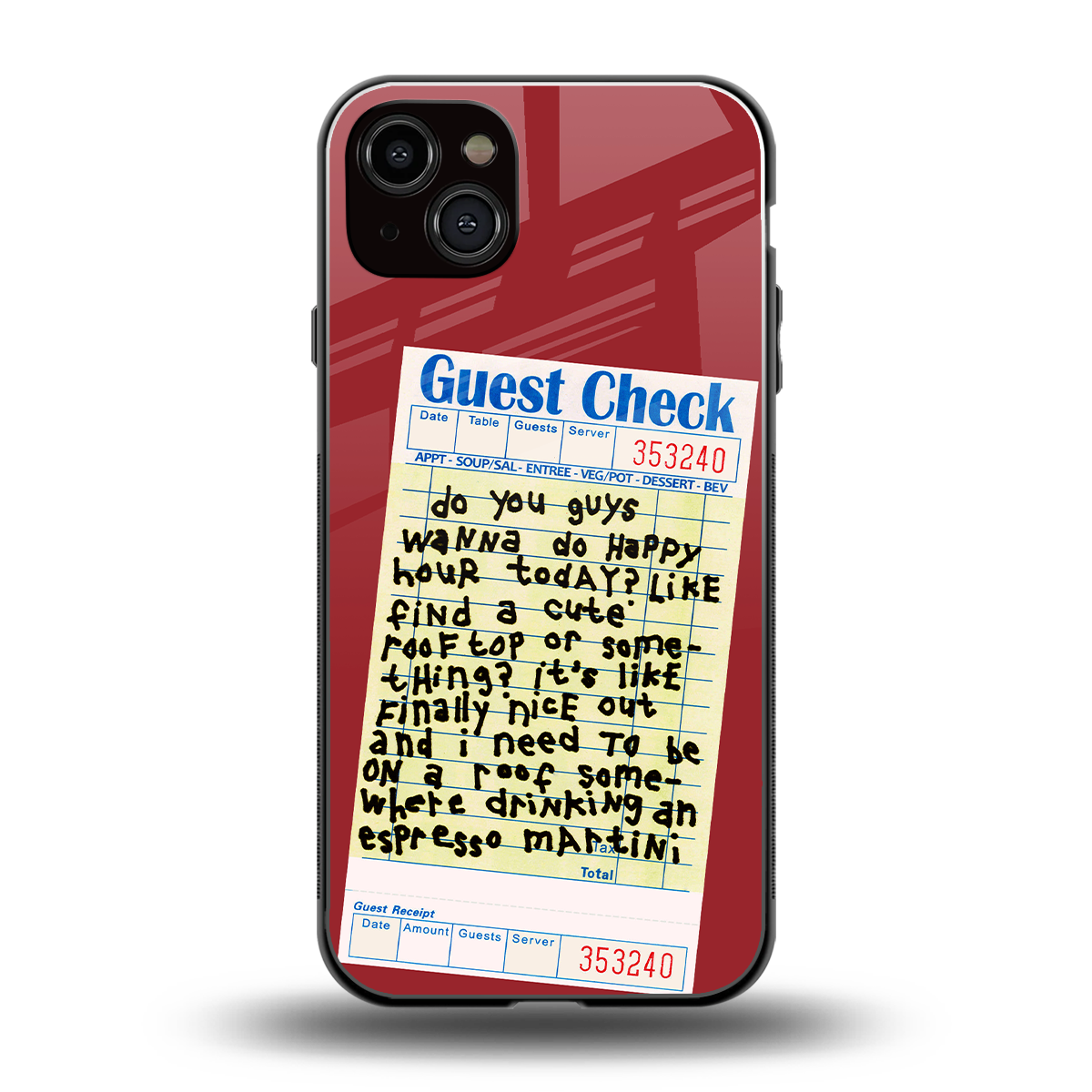 happy hour back phone cover | glass case for iphone 15 plus