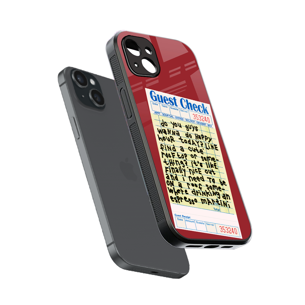 happy hour back phone cover | glass case for iphone 15 plus