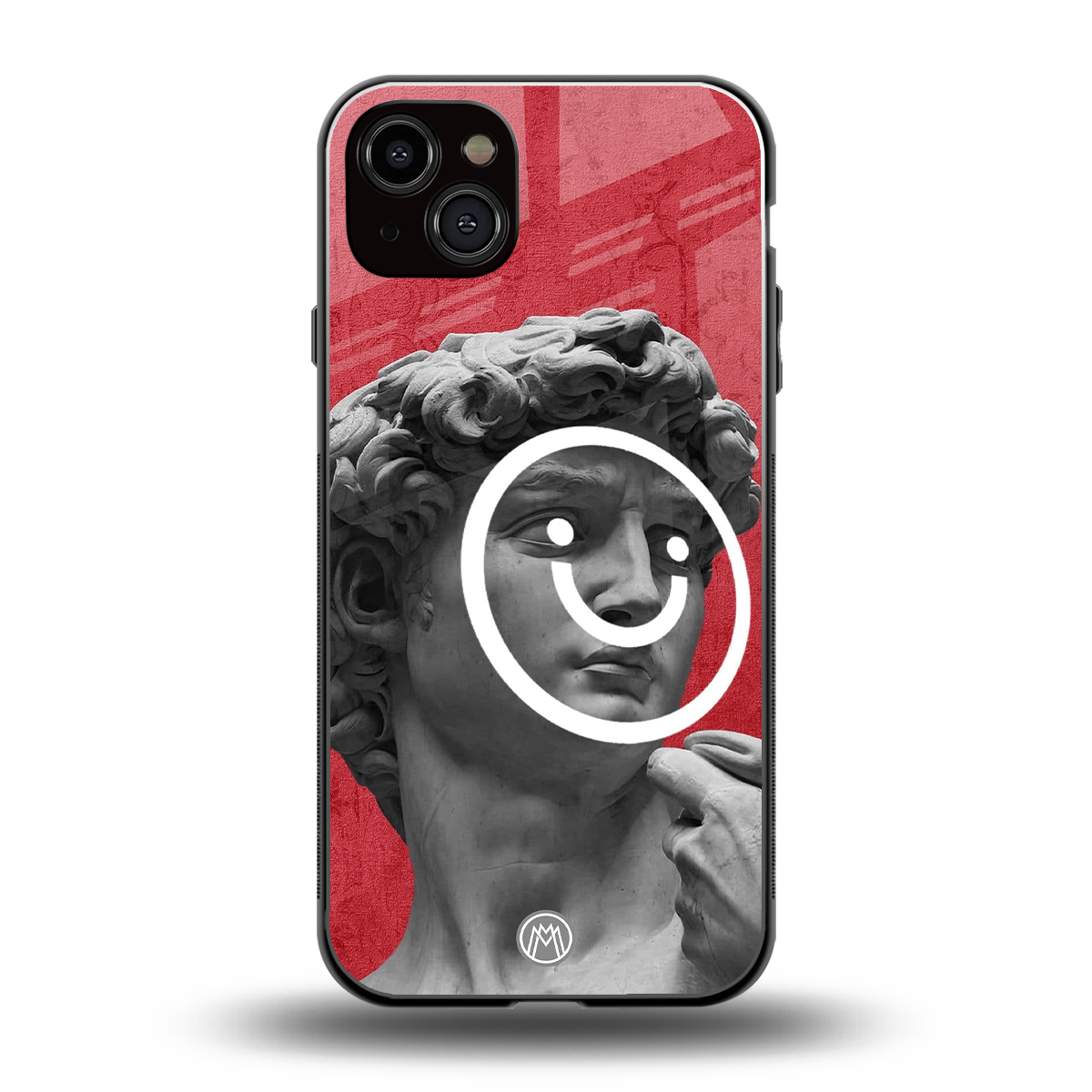 happy michelangelo back phone cover | glass case for iphone 15 plus
