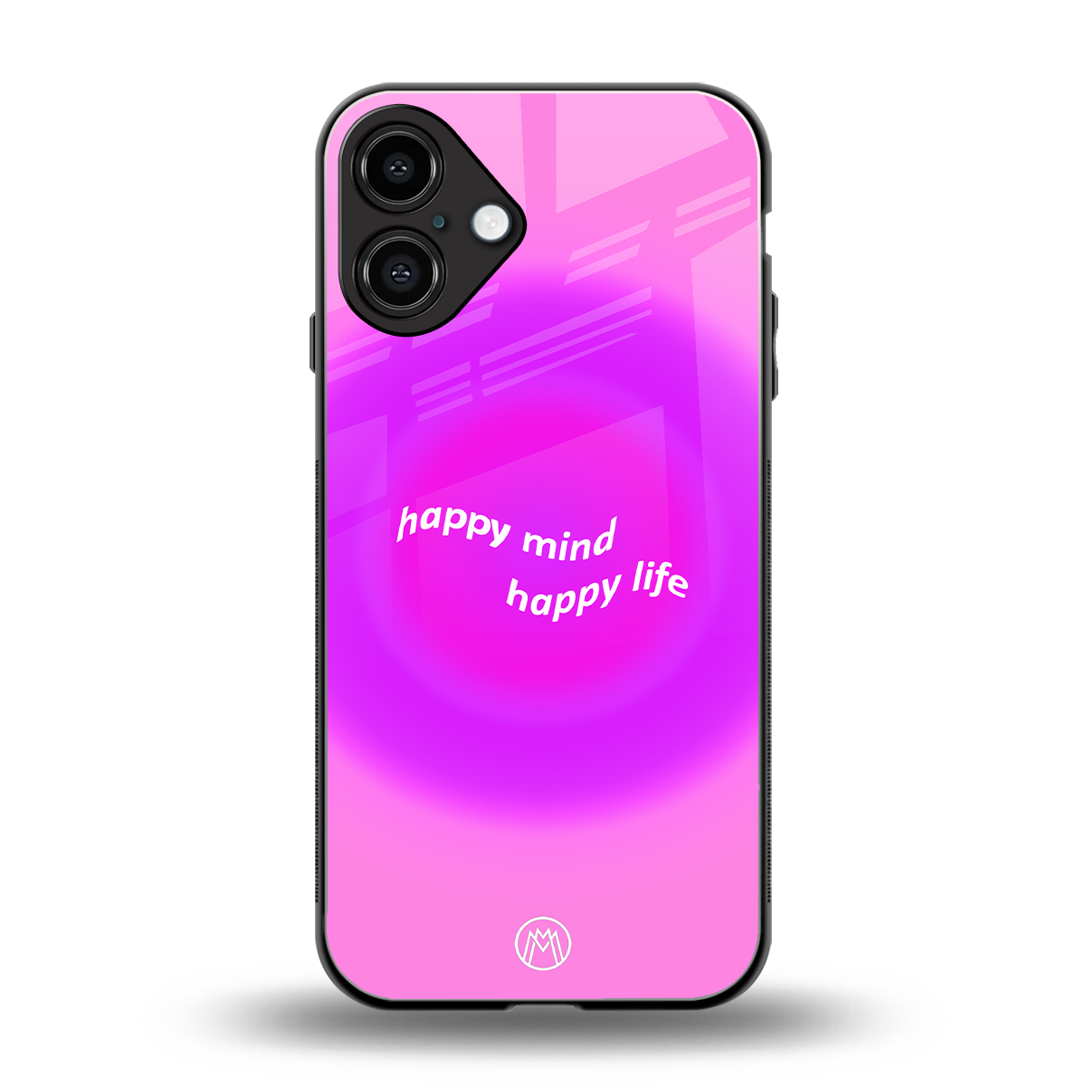 happy mind back phone cover | glass case for iphone 16 plus