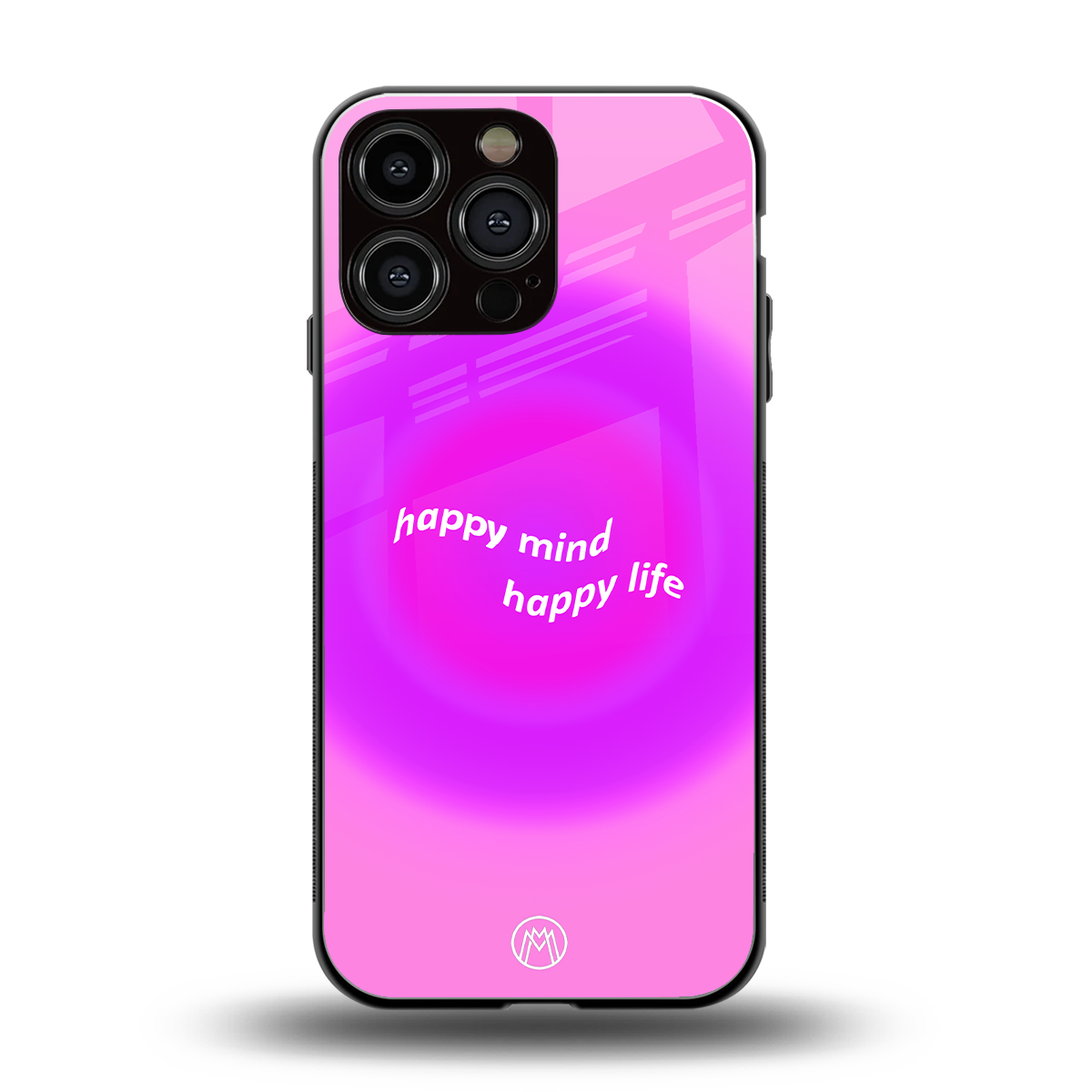 happy mind back phone cover | glass case for iphone 16 pro max