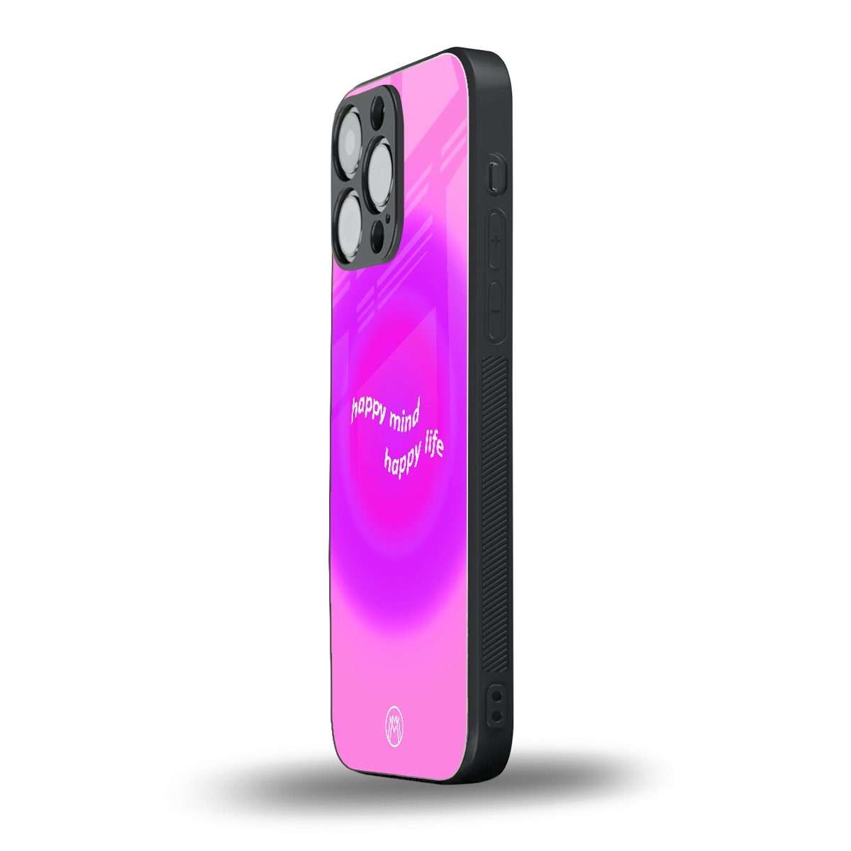 happy mind back phone cover | glass case for iphone 16 pro max