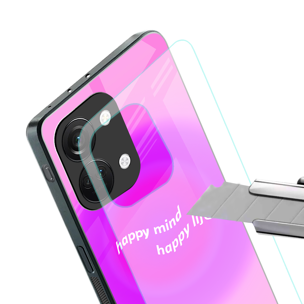 happy mind back phone cover | glass case for oneplus nord 3