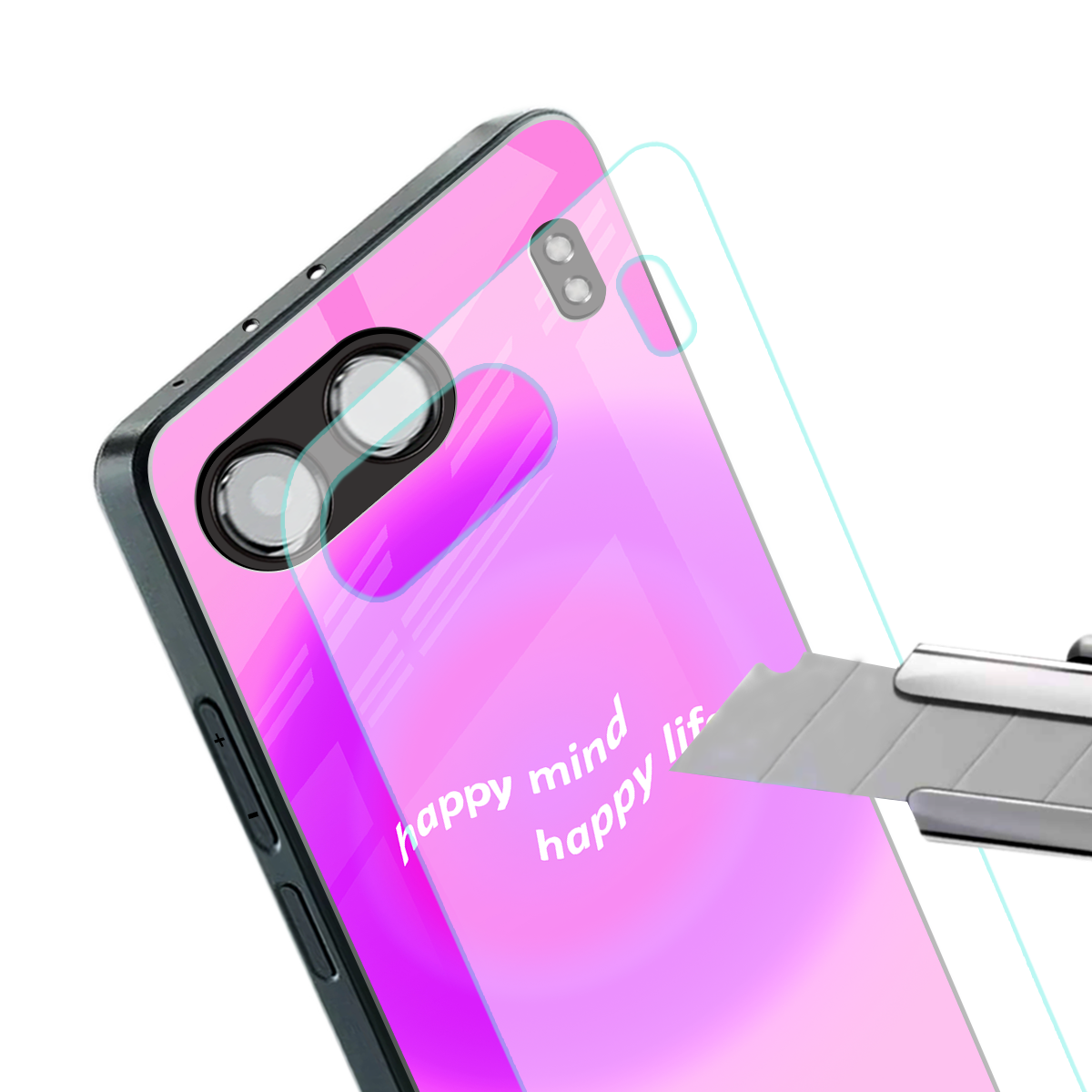 happy mind back phone cover | glass case for oneplus nord 4