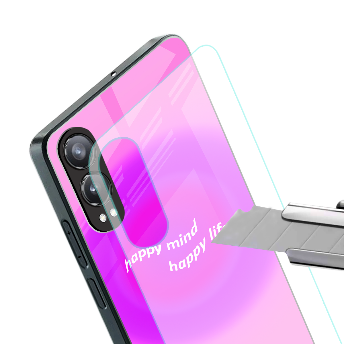 happy mind back phone cover | glass case for oneplus nord ce 4 lite