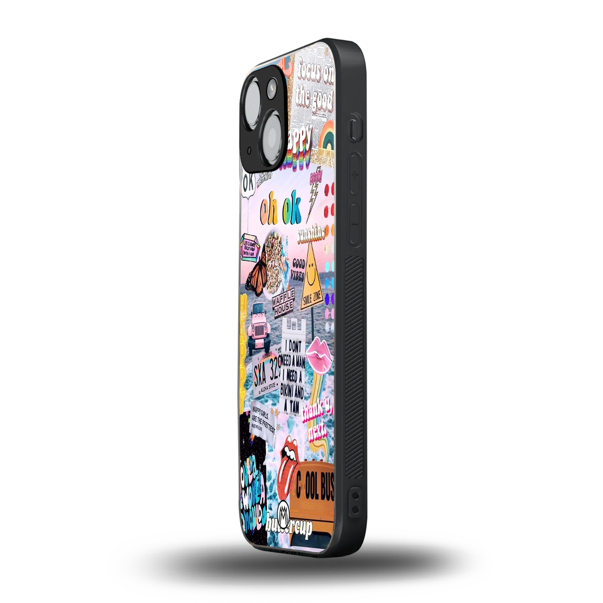happy sunshine aesthetic collage back phone cover | glass case for iphone 13 mini