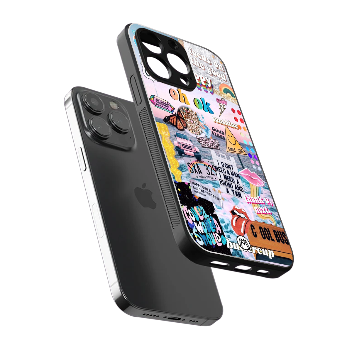 happy sunshine aesthetic collage back phone cover | glass case for iphone 14 pro max