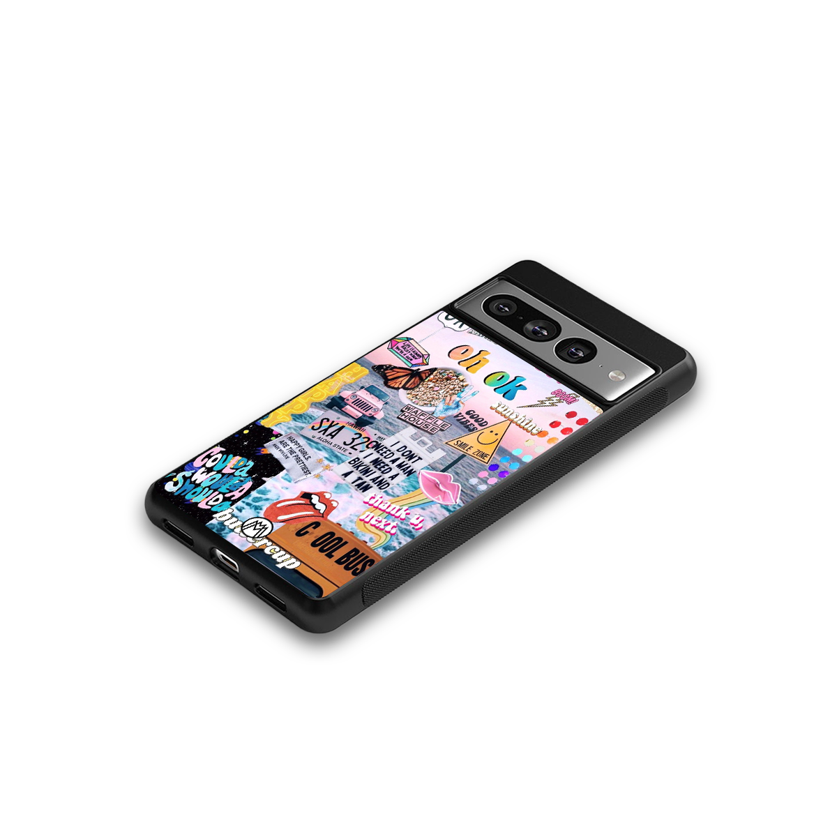 happy sunshine aesthetic collage back phone cover | glass case for google pixel 7 pro