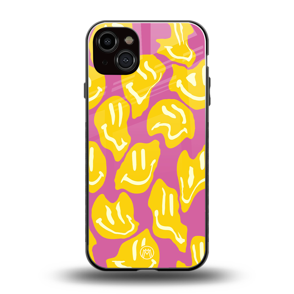 happy trip back phone cover | glass case for iphone 15 plus