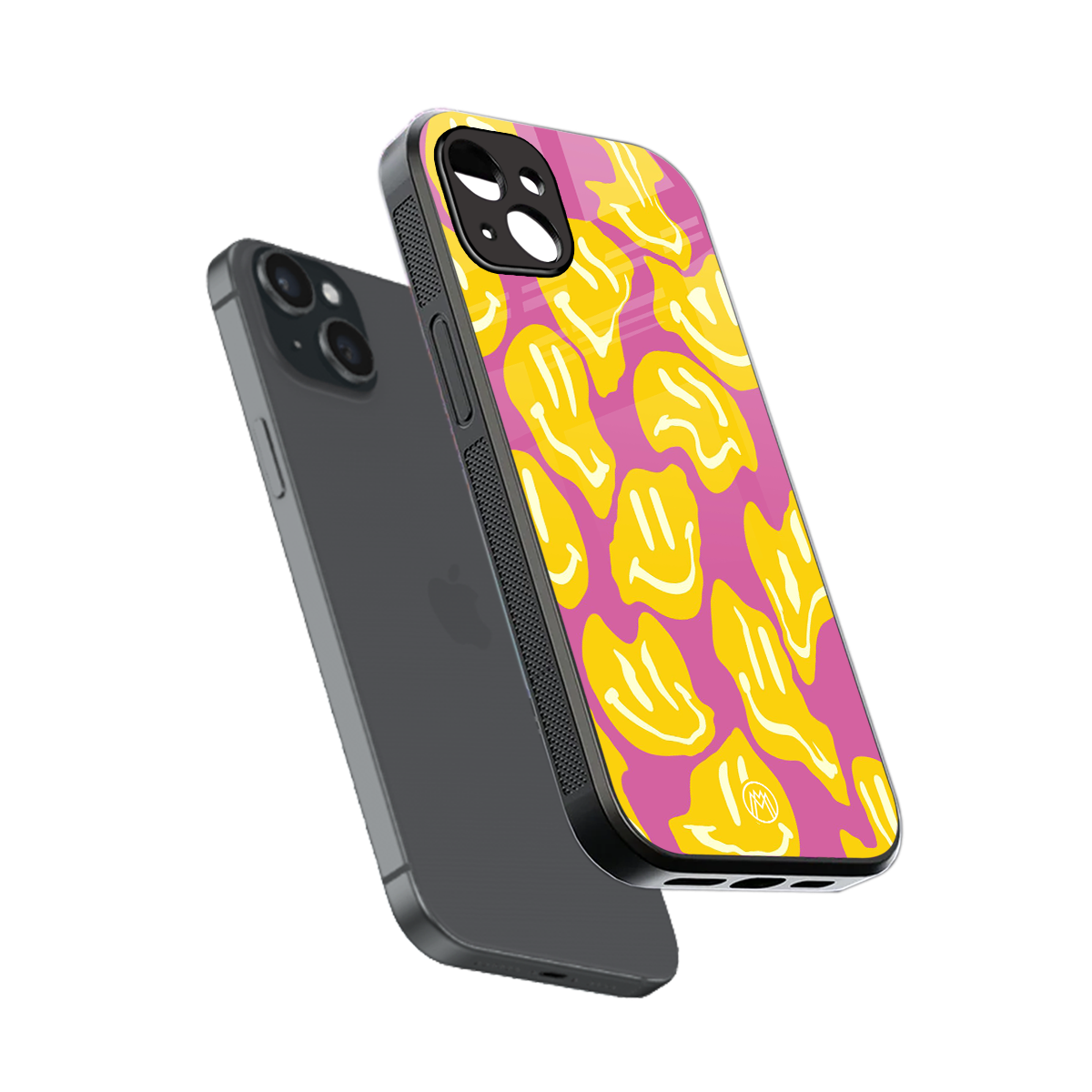 happy trip back phone cover | glass case for iphone 15 plus