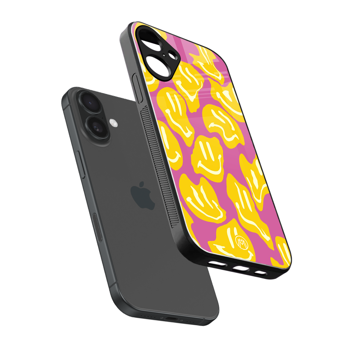 happy trip back phone cover | glass case for iphone 16 plus