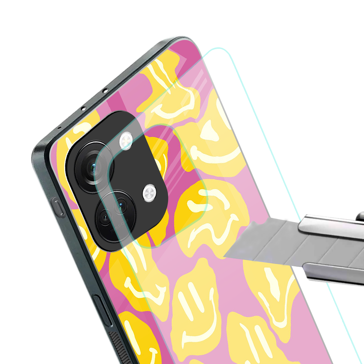 happy trip back phone cover | glass case for oneplus nord 3