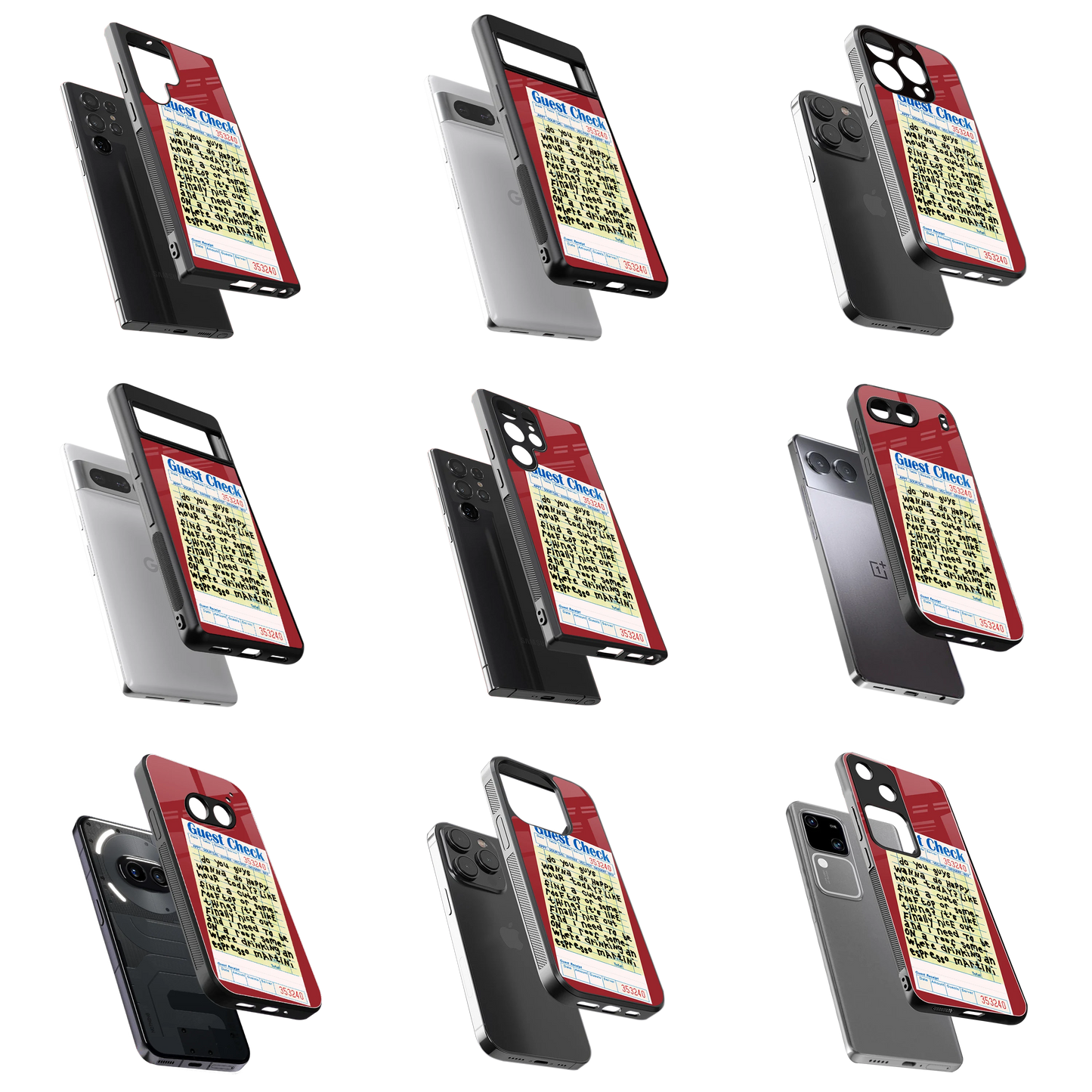 Durable Glass Back Mobile Case for iPhone, Samsung, OnePlus, Google Pixel, Redmi, Vivo, Oppo