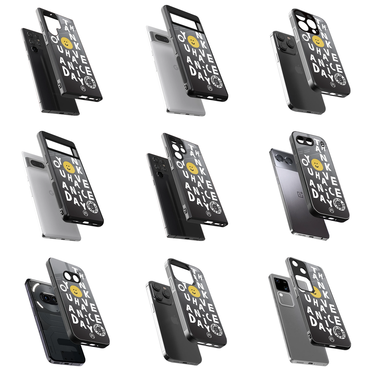 Durable Glass Back Mobile Case for iPhone, Samsung, OnePlus, Google Pixel, Redmi, Vivo, Oppo