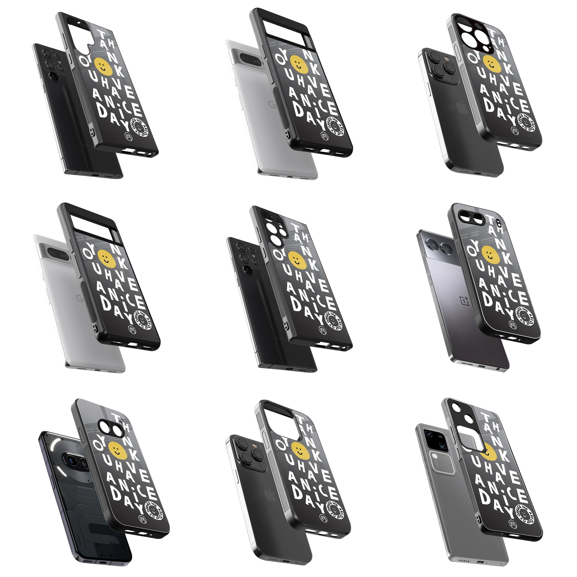 Durable Glass Back Mobile Case for iPhone, Samsung, OnePlus, Google Pixel, Redmi, Vivo, Oppo