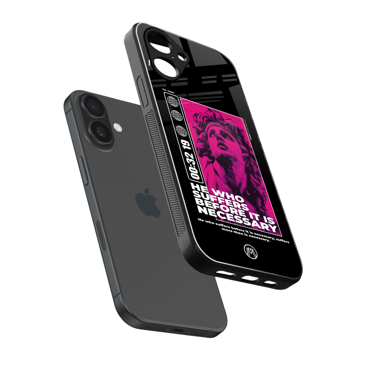 he who suffers back phone cover | glass case for iphone 16