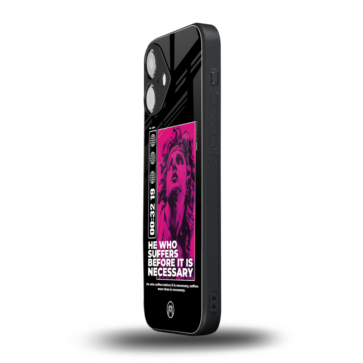 he who suffers back phone cover | glass case for iphone 16
