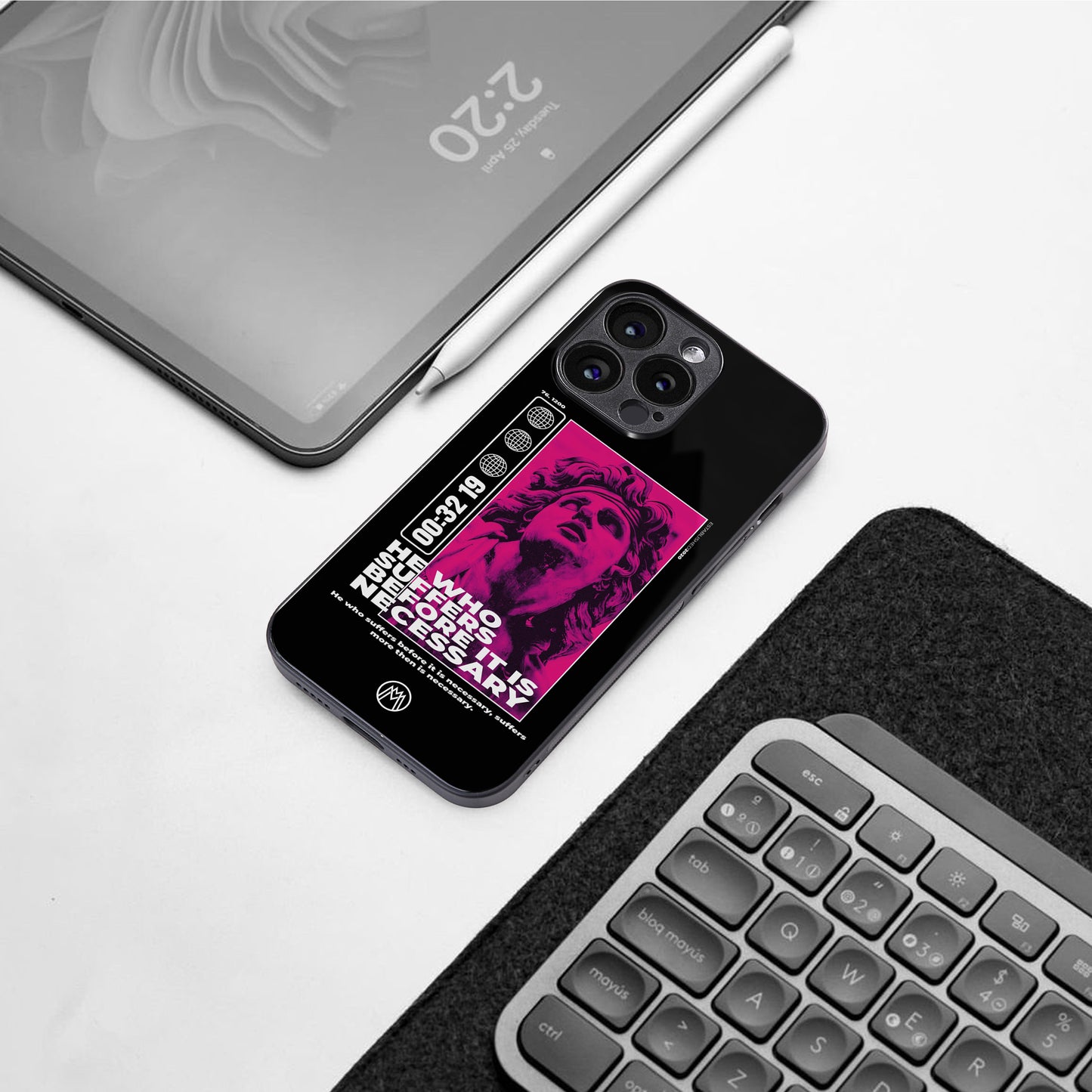he who suffers back phone cover | glass case for iphone 16