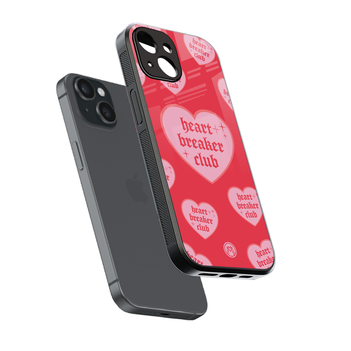 heart breaker club back phone cover | glass case for iphone 13 mini