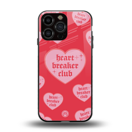 heart breaker club back phone cover | glass case for iphone 14 pro max