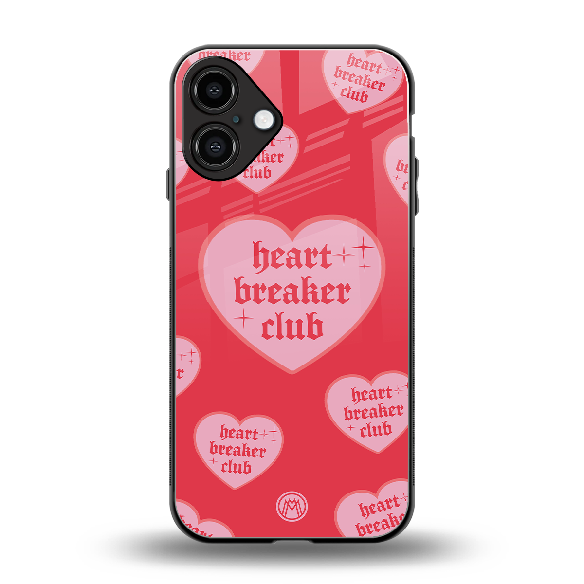 heart breaker club back phone cover | glass case for iphone 16 plus