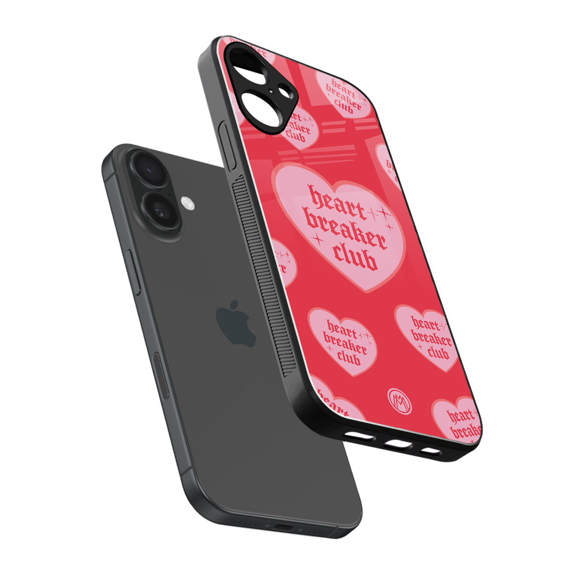 heart breaker club back phone cover | glass case for iphone 16 plus