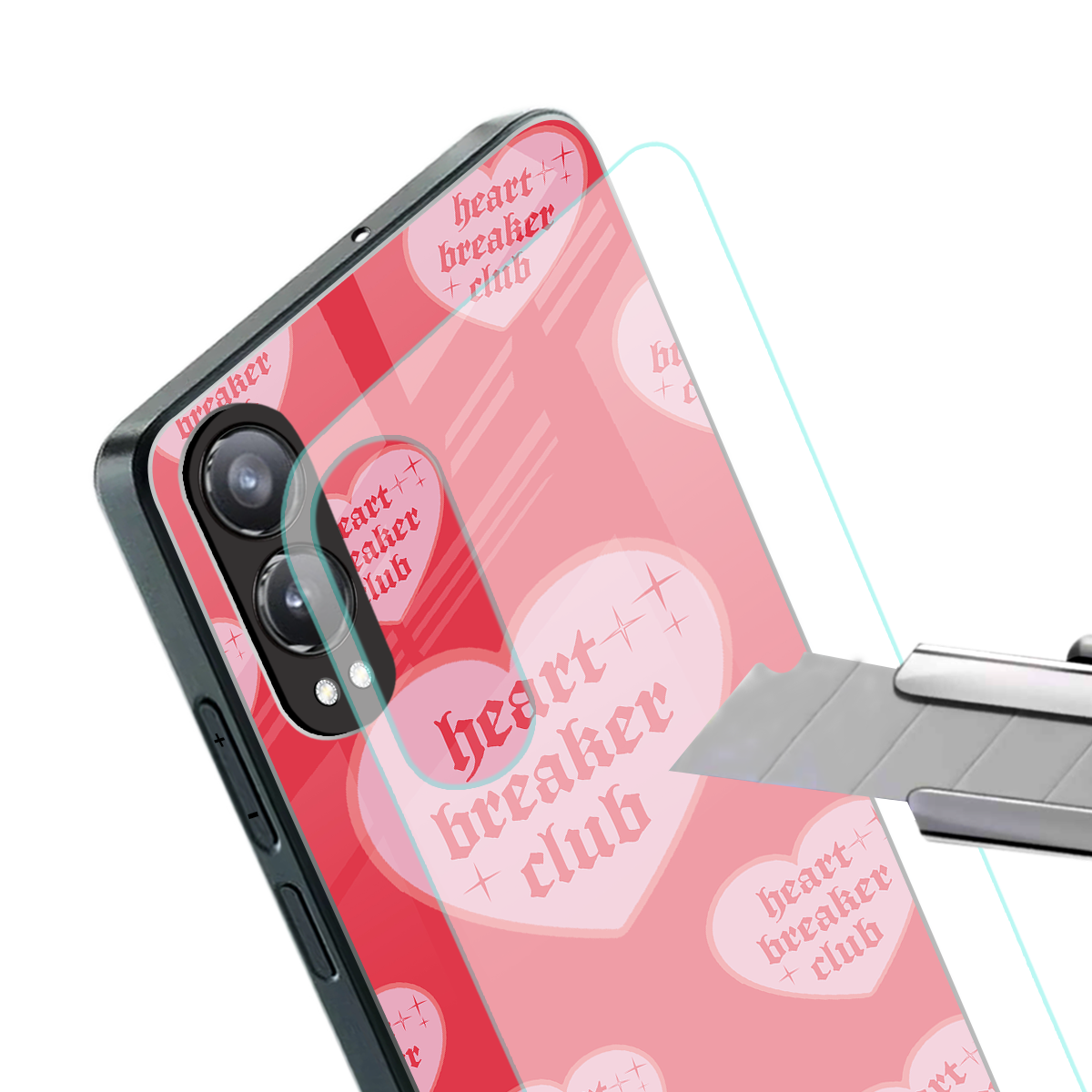 heart breaker club back phone cover | glass case for oneplus nord ce 4 lite