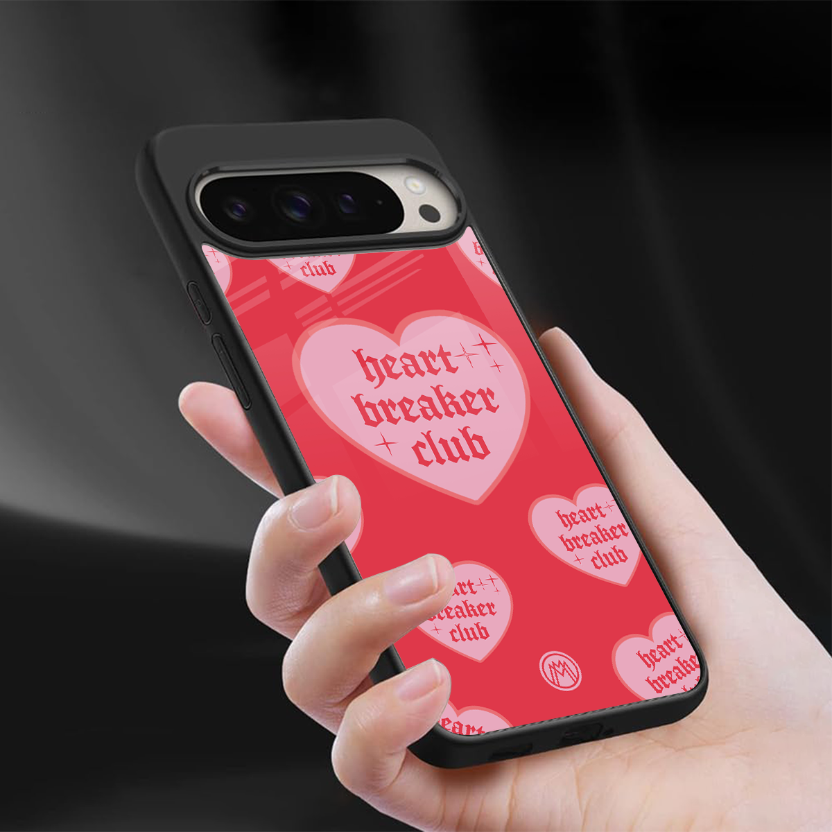 heart breaker club back phone cover | glass case for google pixel 9 pro xl