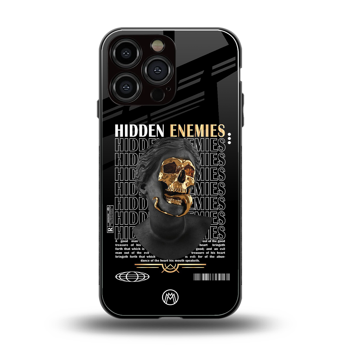hidden enemies back phone cover | glass case for iphone 14 pro max