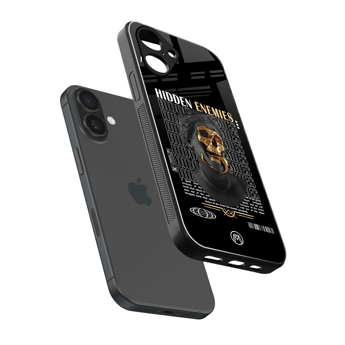 hidden enemies back phone cover | glass case for iphone 16