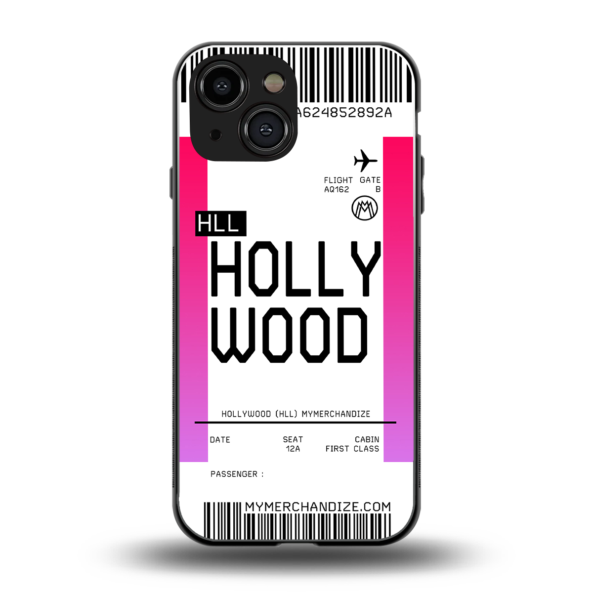 hollywood boarding pass ticket back phone cover | glass case for iphone 13 mini