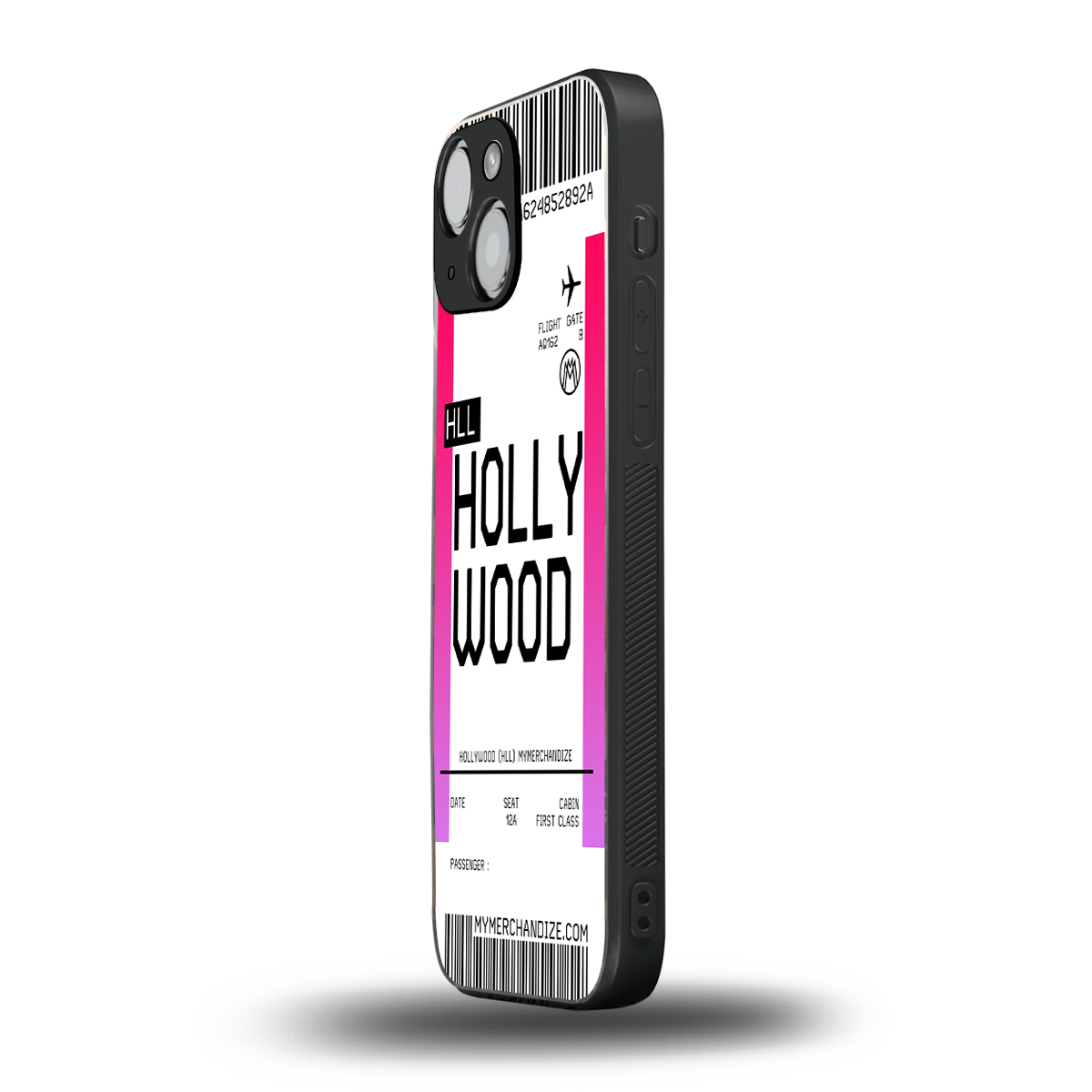hollywood boarding pass ticket back phone cover | glass case for iphone 13 mini